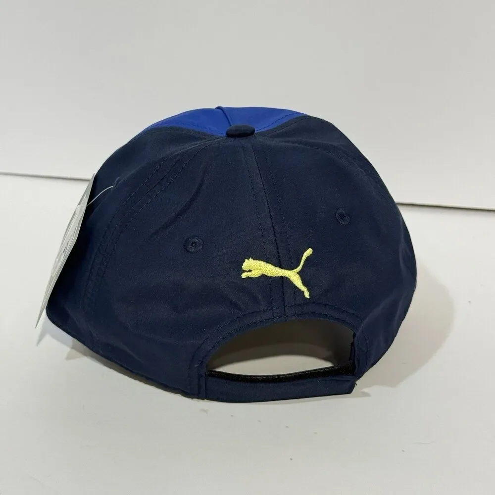 Puma NWT kids hat Adjustable Puma youth cap in blue with yellow details